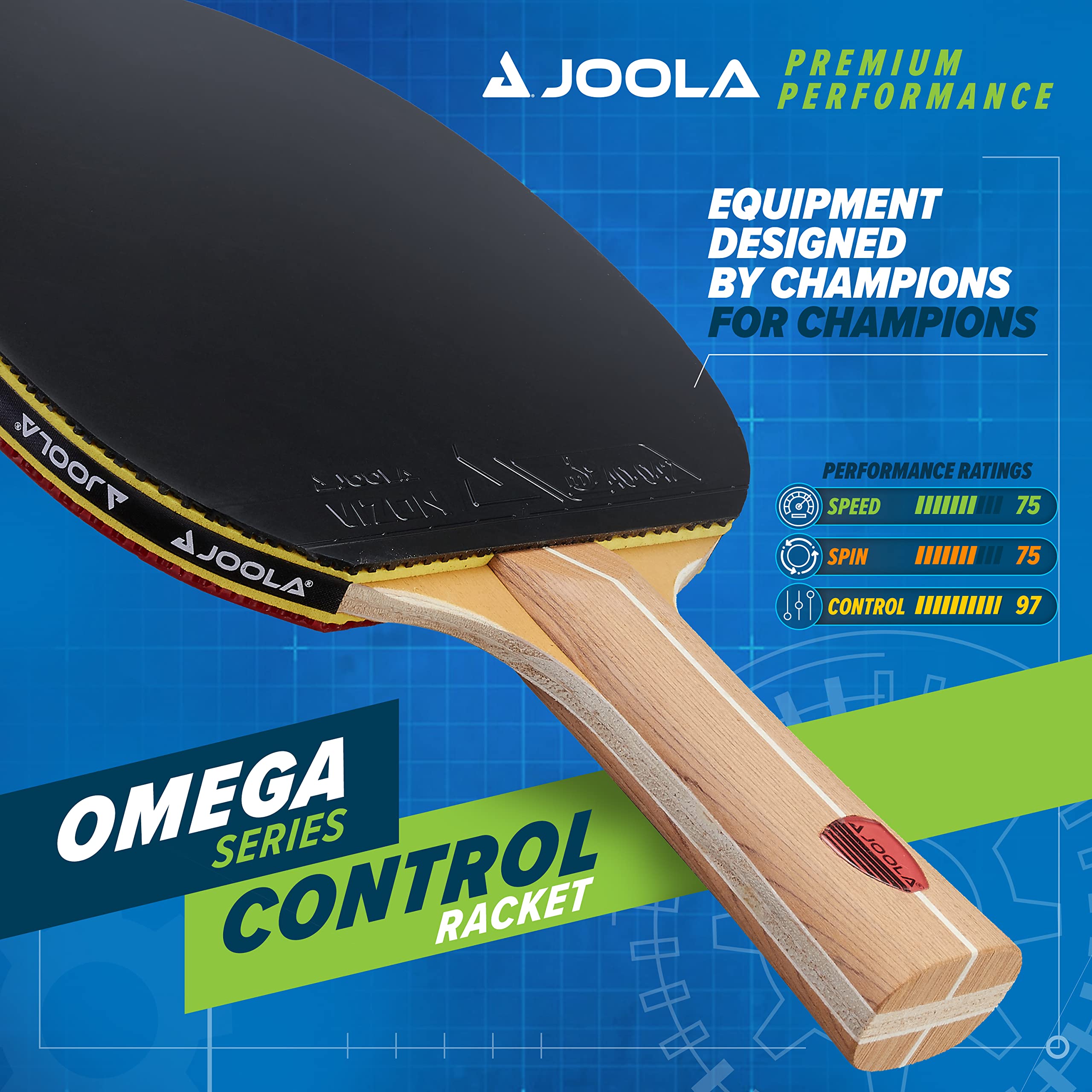 JOOLA Omega Control - Tournament Performance Ping Pong Paddle - Table Tennis Racket for Advanced Training with Flared Handle - Includes Vizon Table Tennis Rubber - Designed for Control - Image 2
