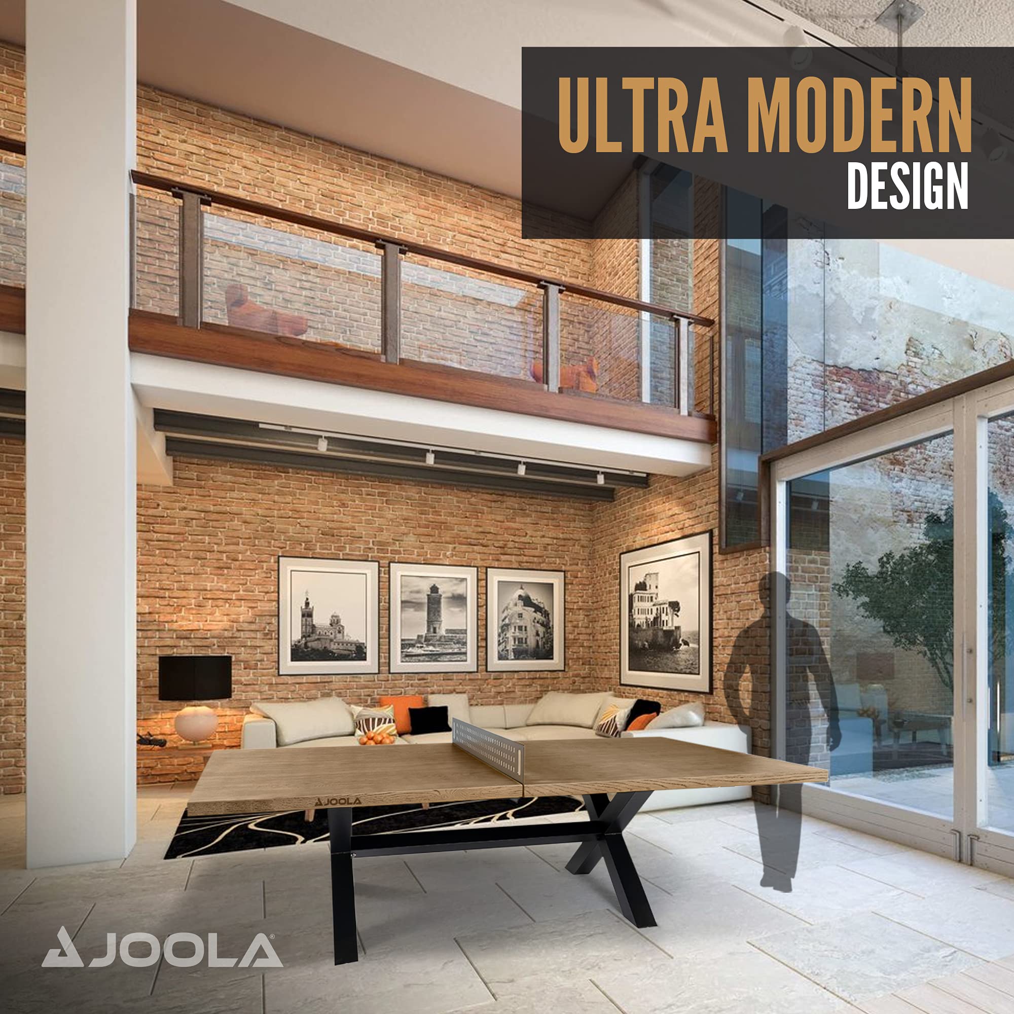 JOOLA Outdoor Table Tennis Table - Multi Use Conference Table Dining Table - Concrete Wood Look Includes Steel Outdoor Ping Pong Net Set & Frame - Hybrid Indoor Outdoor Ping Pong Table - Image 10