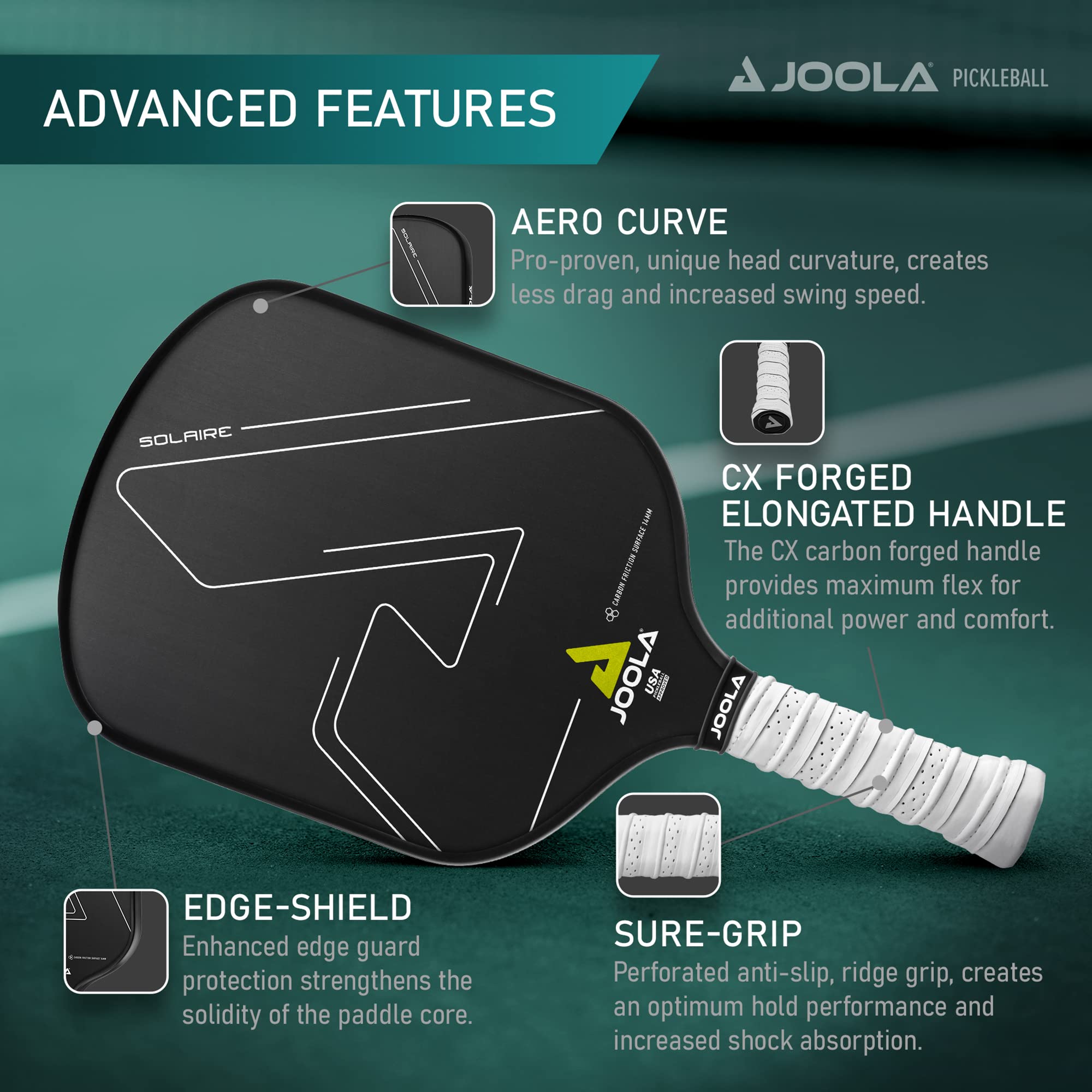 JOOLA Professional Pickleball Paddles – Raw Carbon Fiber Surface – Built for Spin, Speed & Control – Hyperion, Solaire, Perseus & Scorpeus – Swift & Standard Models – USAP Approved – Tournament-Level - Image 3