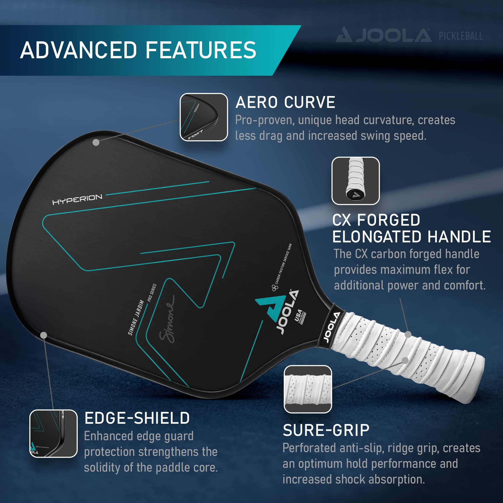 JOOLA Professional Pickleball Paddles – Raw Carbon Fiber Surface – Built for Spin, Speed & Control – Hyperion, Solaire, Perseus & Scorpeus – Swift & Standard Models – USAP Approved – Tournament-Level - Image 3