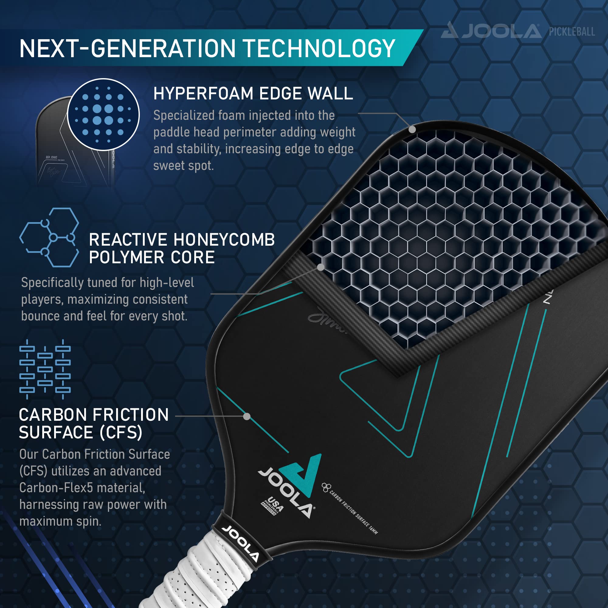 JOOLA Professional Pickleball Paddles – Raw Carbon Fiber Surface – Built for Spin, Speed & Control – Hyperion, Solaire, Perseus & Scorpeus – Swift & Standard Models – USAP Approved – Tournament-Level - Image 4