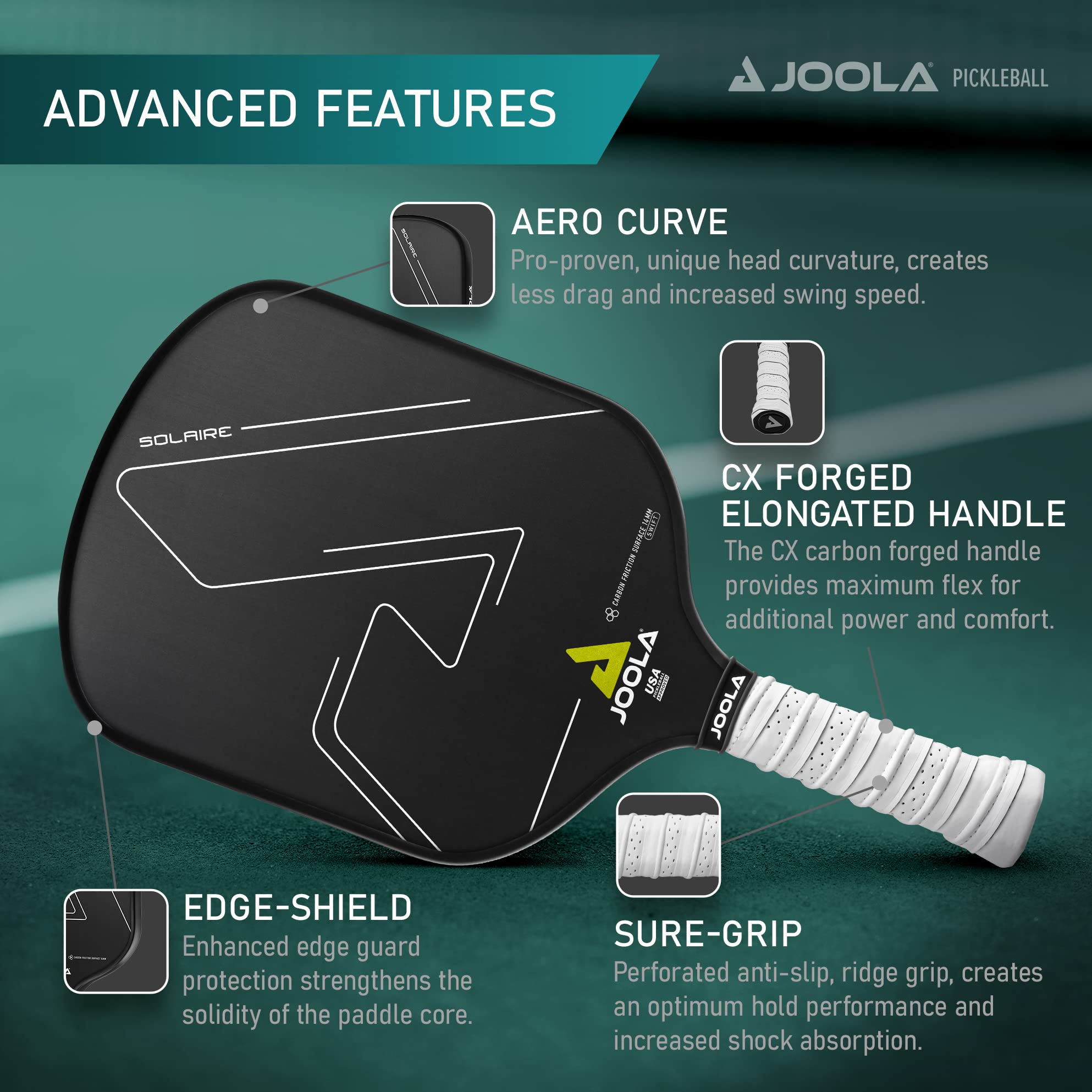 JOOLA Professional Pickleball Paddles – Raw Carbon Fiber Surface – Built for Spin, Speed & Control – Hyperion, Solaire, Perseus & Scorpeus – Swift & Standard Models – USAP Approved – Tournament-Level - Image 3